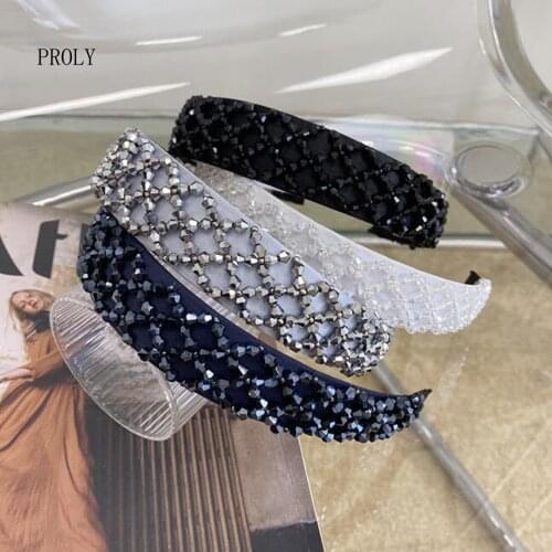 PROLY New Fashion Hair Accessories For Women Wide Side Beaded Pearls Headband Baroque Headwear Top Quality Handmade Hairband