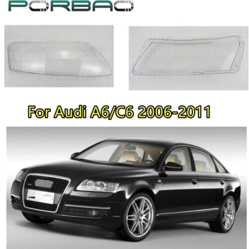 4Doors Headlight Transparent Lens Cover For Aud A6/C6 06-11 Plastic Headlamp Clear Shell A6C6 Front Lampshade Replacement DIY