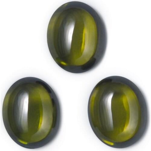 Size 4x6~9x11mm Oval Shape Olive Green Cabochon Synthetic Cubic Zirconia