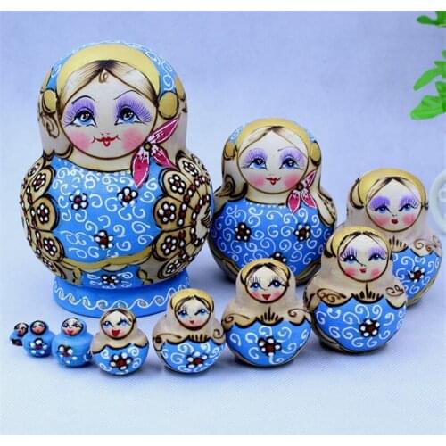 Russian Big Belly Dolls 10 Layer Dry Wood Handicrafts Matryoshka Nest Doll Formaldehyde Educational Diy Toys Pen Holder L30