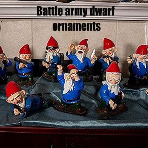 Garden War Gnome Halloween Gnomes Decor Statue Lawn Patio Yard Combat Funny Gnomes Figurines Resin Cartoon Sculpture GQ