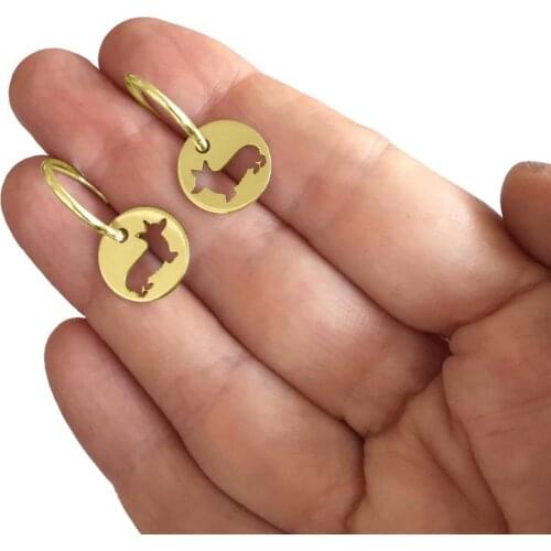 Corgy Earrings Animal Jewelry Welsh Corgi Dog Puppy Hoop Dangle Earrings Gift for Women Girl