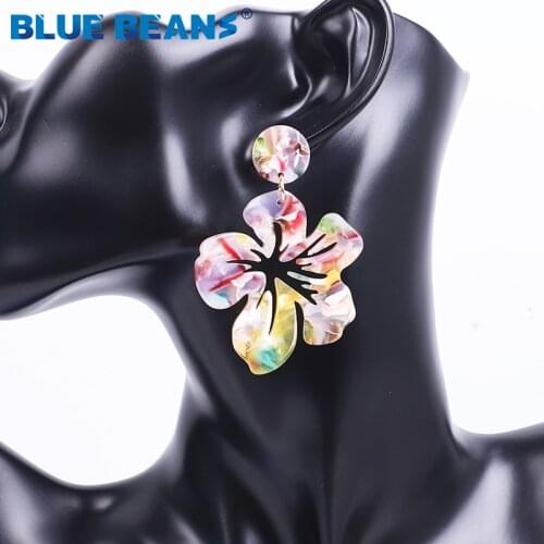 BLUE BEANS 2020 Flower Earrings Fashion Jewelry Drop Earrings Women Pink Earrings Minimalist Bohemia Girls Dangle Korean Earring
