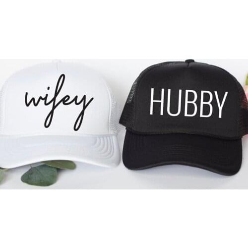 Wifey Hubby Hat Husband Wife Mr Mrs bride groom Couples honeymoon Newlywed Just Married wedding bridal shower gift Photo props
