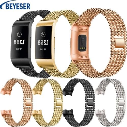 18mm Luxury Goods watchband Stainless Steel Strap smart watch Replacement For Fitbit Charge 3/Charge 4 Wristband Metal bracelet