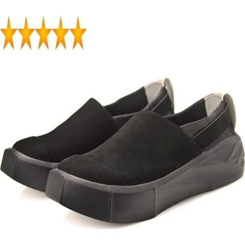 Thick 2021 Fashion Platform Mens Creeper Top Brand Genuine Leather Slip On Loafers Man Footwear Euro Retro Hombre Casual Shoes