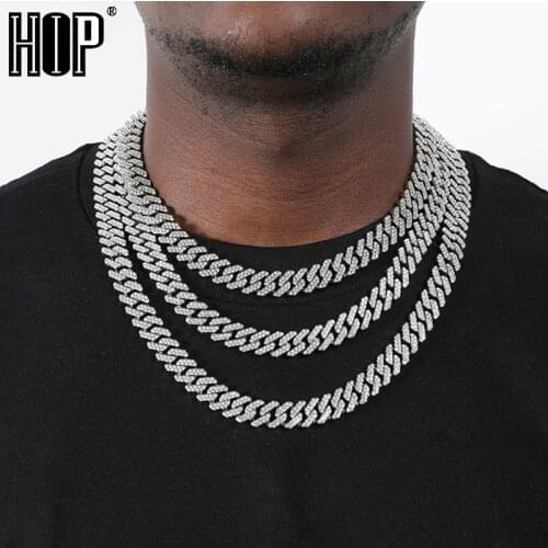 Hip Hop 1Set 12MM Full Iced Out Paved Rhinestones Miami Prong Cuban Chain CZ Bling Rapper Necklaces Bracelet For Men Jewelry