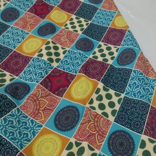 Viaphil 100% Cotton Fabric Brand New African Style Colorful Geometry Checks PriPrinted Sewing Cloth Dress Textile