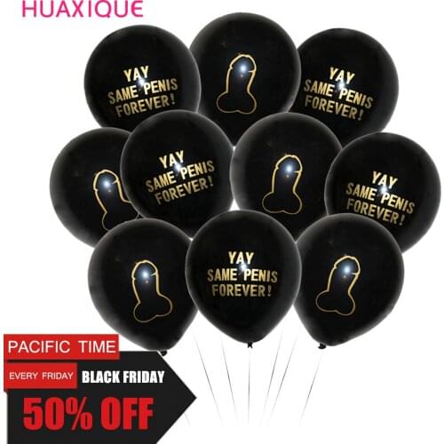 10pcs 12inch YAY Same Penis Forever Balloon Bridal Shower Gold Penis Shape Rude Abusive Balloon Hen Bachelorette Party decoratio