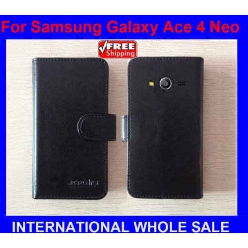 High Quality New Original case for Samsung Leather Case Flip Cover for Samsung Galaxy Ace 4 Neo SM-G318H Case+tracking number