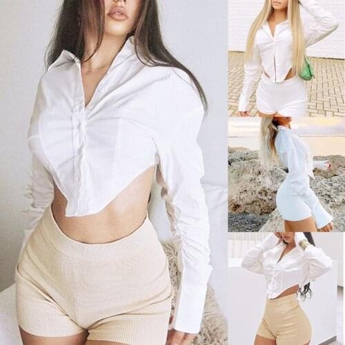 Summer Womens Fashion Long-Sleeve Lapel Solid Cardigan T-Shirt Women Patchwork Clothing