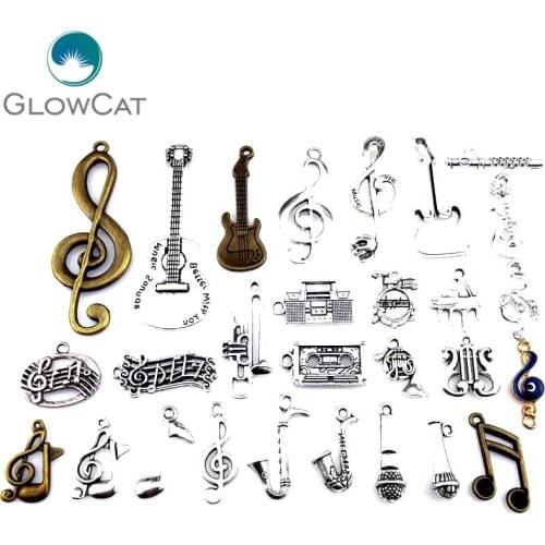 1pack Mix Musical Piano Necklaces Charms Music Note Trumpet Sax Microphone Pendant Fit Musician Gift Necklaces Jewelry 21876