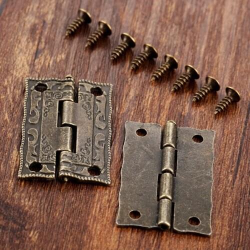 2pcs 35*23mm Antique Bronze Hinges Cabinet Door Drawer For Jewelry Wooden Box Furniture Hardware