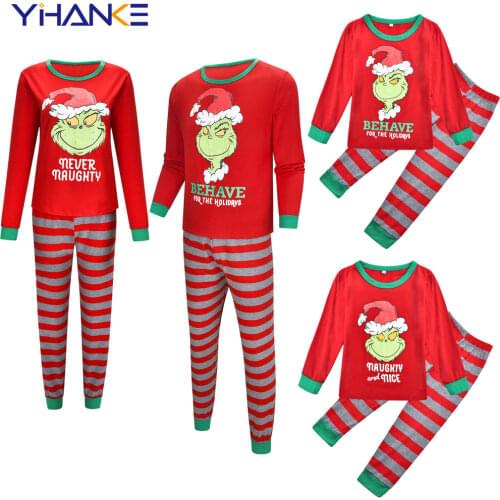 2021 Family Matching Clothes Autumn And Winter New Home Wear Pajamas Suit Long-Sleeved Casual Christmas Hat Parent-Child Wear