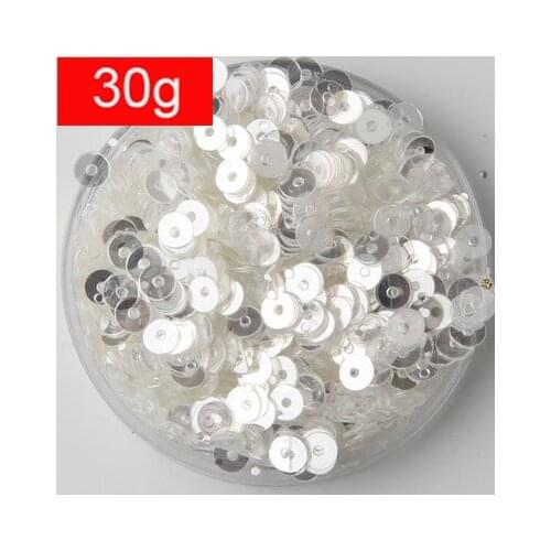 30g 4mm Brilliant Color Sequins Flat Round Paillette Artesanatos Acessorios Transparent Crystal White Confetti