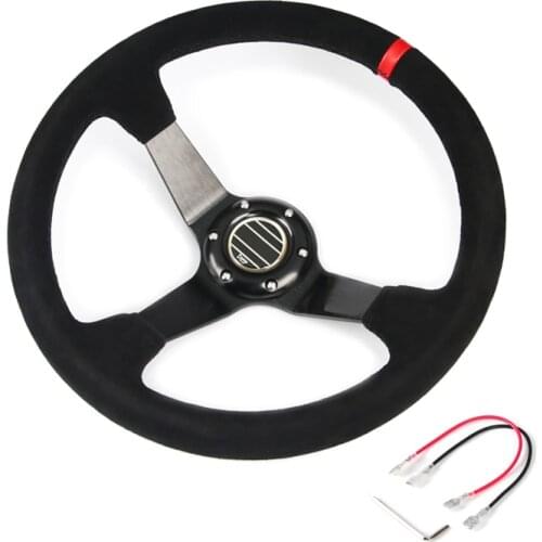 SP 345 14'' Inch 350mm Racing Drifting Steering Wheel With Logo Car Auto Volante Suede Leather Deep Corn Steering Wheels JG-SW46