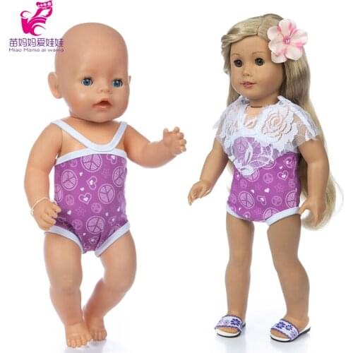 40 cm 43 cm baby doll purple bikini headflower Sun protection vest 18 inch american og girl doll swim clothes set