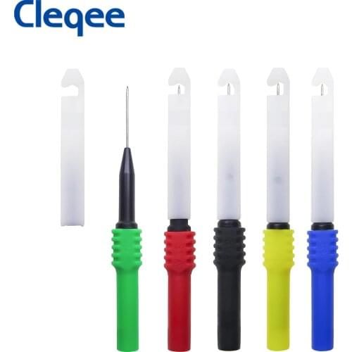 Cleqee 5pcs 5color Full Insulation Non-destructive Multimeter Safety Piercing Pucture Test Probes for Multimeter Electrical Test