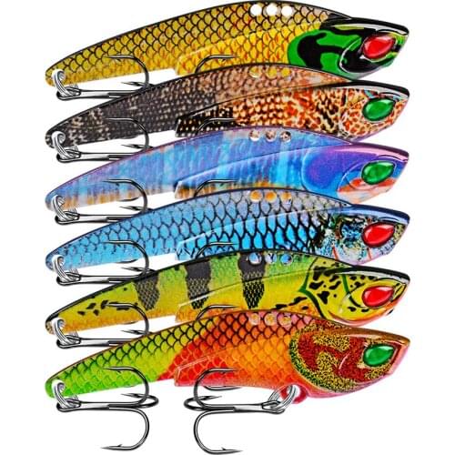 6pcs 2020 New Arrival Metal VIB Fishing Lure Hard Bait 6cm 12g Flying Fishing Tackle Vibration Spoon Spinner Sinking Bait