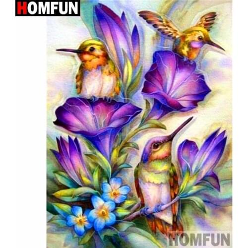HOMFUN Full Square/Round Drill 5D DIY Diamond Painting "Birds and flowers" 3D Diamond Embroidery Cross Stitch Home Decor A19887