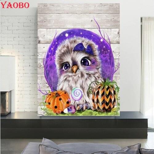 Diamond Mosaic Cartoon cute owl pumpkin Embroidery Diamond Art Puzzle Wall Art Picture for Living Room Decor home Child'Gift