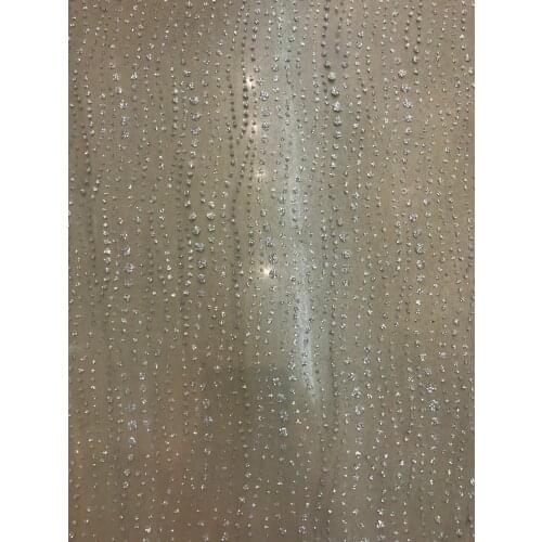 Ap2025 # 5 yards crystal tansparent small stripe glitter glued glitter net tulle mesh sugar lace ship to all over the world