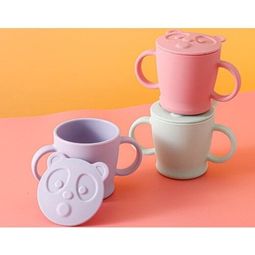 Baby Feeding Cups Baby Learing Drinking Cups With Handle Silicone Cups Flip Lid Leakproof Infants Water Cups Bottle BPA Free