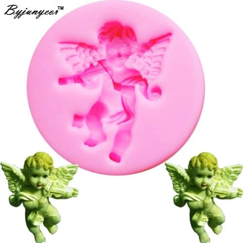 Byjunyeor M422 Angel Fairy UV Resin Silicone Mold Fondant Chocolate Candy Lollipop Crystal Epoxy Soft Clay Bake Tools