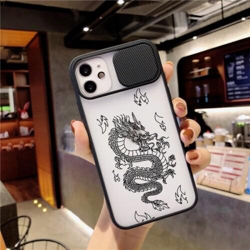 Fashion Dargon Camera Lens Protection Phone Case For iPhone 11 Pro Max 12 XR XS X SE20 8 7 6Plus Hard PC Back Cover Clear Fundas