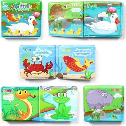 Cartoon Animal English EVA Waterproof Baby Bath Book Educational Picture Album Toddler Early Education Cognition Toy