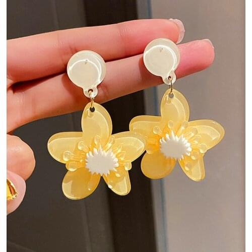 Fairy Three-dimensional Flower Exaggerated Earrings Fresh and Sweet Earrings 2021 New Fashion Acrylic Pendent Earring Dangle