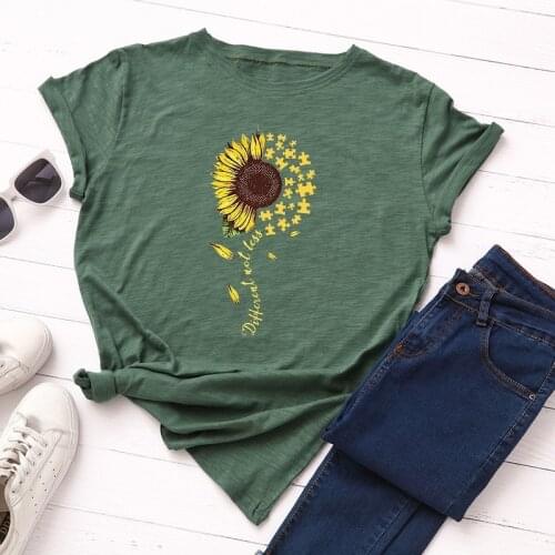 Women 100% Cotton T Shirt Summer Short Sleeves Sunflower Print Oversize Female O-Neck Tee Tops Graphic T-shirts Vintage Clothes
