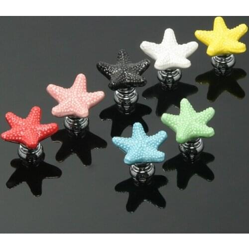 Multi-piece ceramic handle cabinet drawer black and white new cartoon starfish European style furniture cabinet door handle