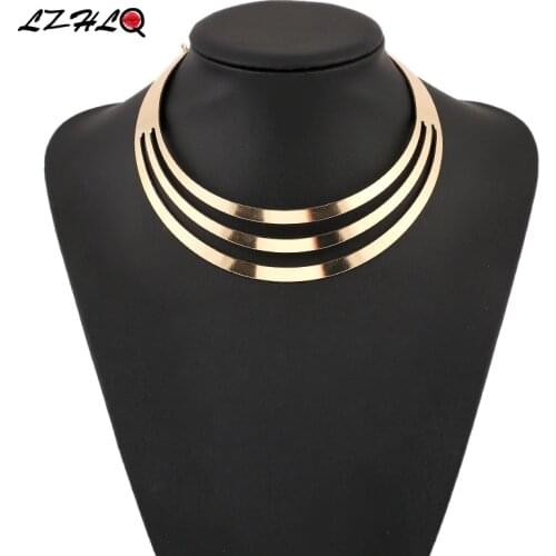 LZHLQ Rock Street Metal Hollow Punk Collar Choker Necklace Women 2020 New Personality Statement Style Collares Collier Femme