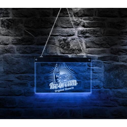Refreshing And Tasty Ice Cream LED Neon Wall Light Business Logo Sign Board Original Desserts Lighting Shop Advertising Board