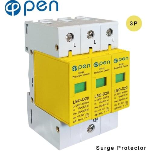 OPEN LBO-D20 Series Household SPD Surge Protector 3P 10kA 20kA 380VAC Low Voltage Arrester Device