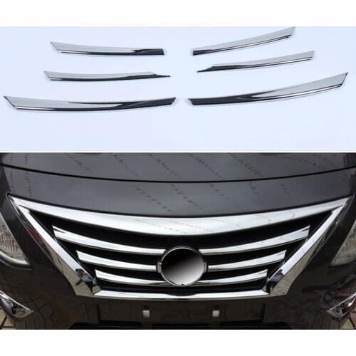 FIT FOR 2015 2016 2017 NISSAN VERSA LATIO CHROME FRONT MESH GRILLE HEAD BUMPER COVER TRIM ACCESSORIES CAR STYLING