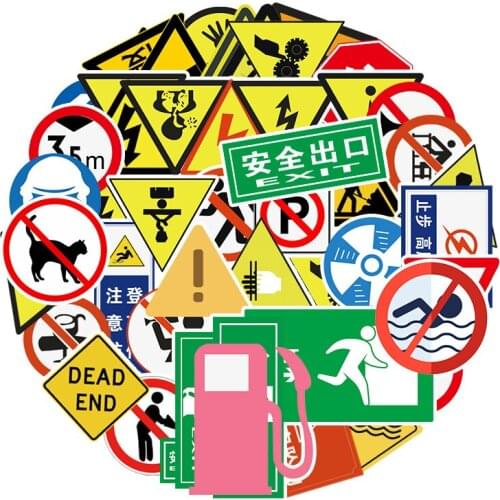 Warning Signs Sticker Aesthetic Graffiti Laptop Skateboard Car Stickers Luggage Travel Waterproof Self-Sticky Stickers Removable