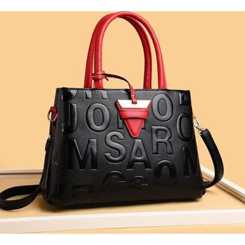 Luxury Brand Letter Print Leather Handbags Women Designer High Quality Shoulder Cross Body Bag Large Purses Sac A Main Big Bolsa