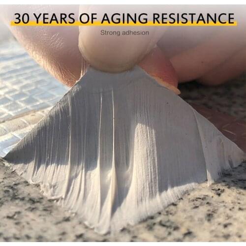 1PC High Temperature Resistance Self Adhesive Aluminum Foil Butyl Rubber Tape Waterproof For Roof Pipe Wall Crack Repair Sticker