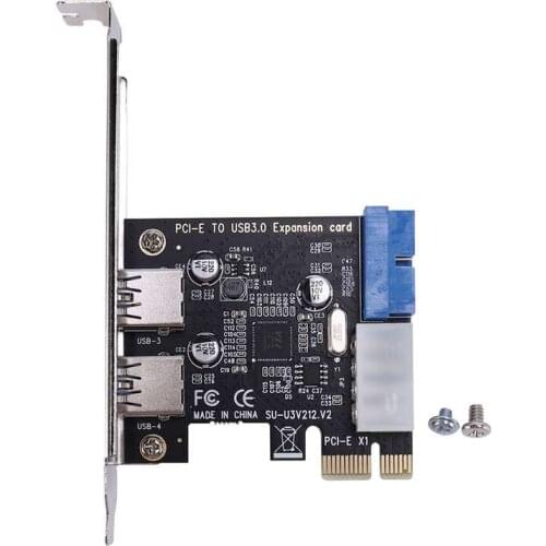 Usb 3.0 Pci-E Expansion Card Adapter External 2 Port Usb3.0 Hub Internal 19Pin Header Pci-E Card 4Pin Ide Power Connector