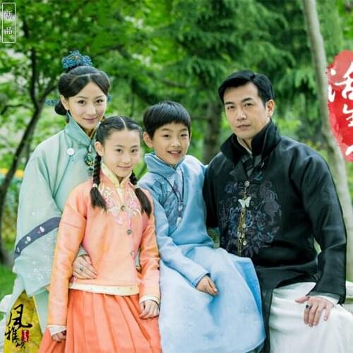 Vintage Republican Period Family Costume Sets Parent Child Costume for 2015 New TV Play Live Flesh Huo Se Sheng Xiang