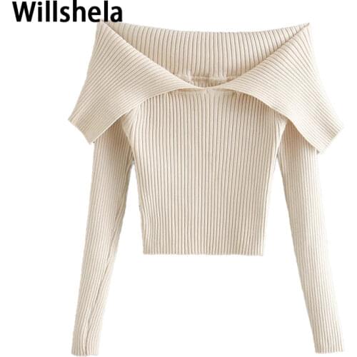 Женские пуловеры с открытыми плечами Willshela China At AliExpress