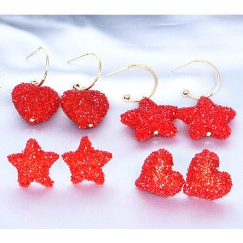 925 Silver Earpins Korean New Fashion Temperament Women Pendant Earrings Sexy Red Full Crystal Tassel Earrings Women Jewelry