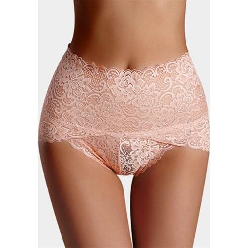 3XL Plus Size Lace Underwear Women High Waist Knickers Sexy Panties Mesh Lingerie Seamless Briefs Sleepwear
