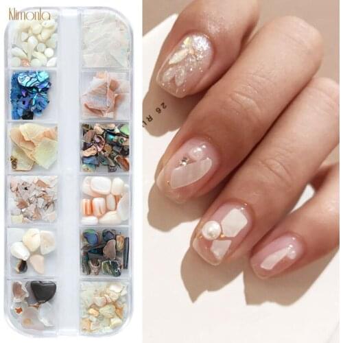 1 Set 3D Natural Shell Nail Art Decoration Colorful Abalone Slices Irregular Nail Flake Decals DIY Manicure Nail Accessories