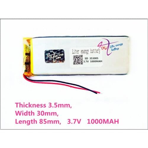 353085 3.7V 1000MAH Lithium Polymer LiPo Rechargeable Battery li ion cells For Mp3 GPS DVD PAD tablet pc power bank