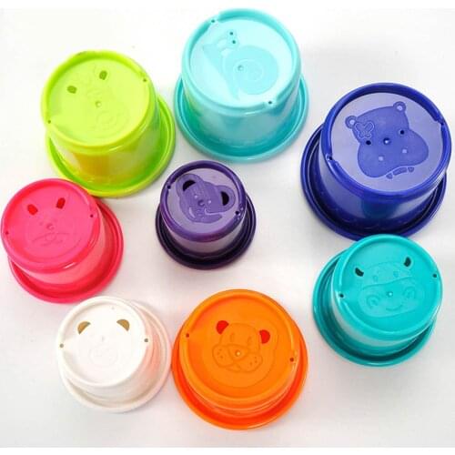 8Pcs/Set Baby Bathroom Beach Stacking Cup Children Kids Educational Develop Toys Sorting, Nesting & Stacking toys