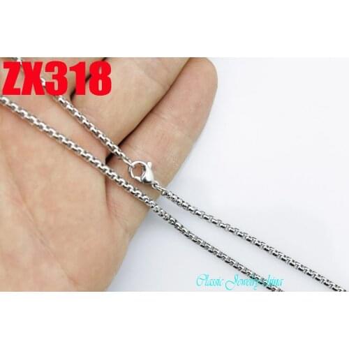 14"-38" 2.0mm round box chain stainless steel necklace fashion Sweater chain 20pcs ZX318