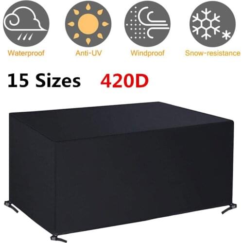 15 Sizes 420D Oxford Cloth Waterproof Garden Patio Furniture Cover Rattan Table Cube Cover Outdoor Dust Protection Cover